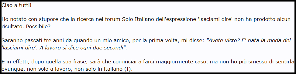 Paese che vai, usanza che trovi: lasciami dire!