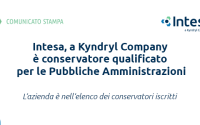 Intesa, a Kyndryl Company è conservatore qualificato per le Pubbliche Amministrazioni