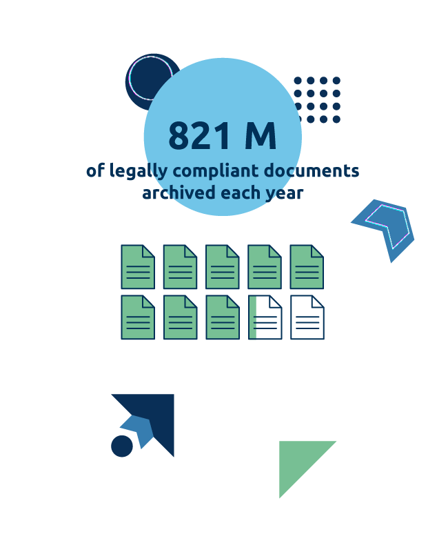 Immagine_Infografica1_ENG L'immagine rappresenta una piccola infografica: Intesa conserva 9.2 milioni di documenti ogni anno